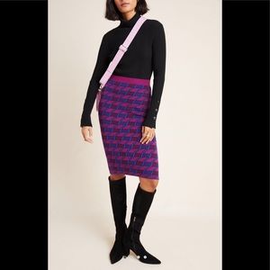Anthropologie sweater skirt purple pattern M